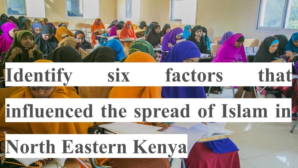Identify six factors that influenced the spread of Islam in North Eastern Kenya
