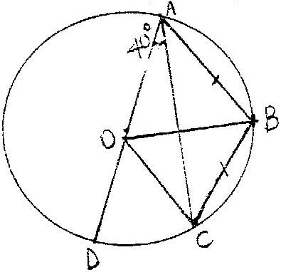 ​In the figure below is the center of the circle ABCD and AOD in a straight line