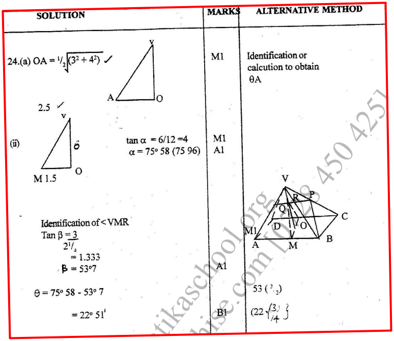 K.C.S.E Mathematics Q & A - MODEL 1999PP2QN24
