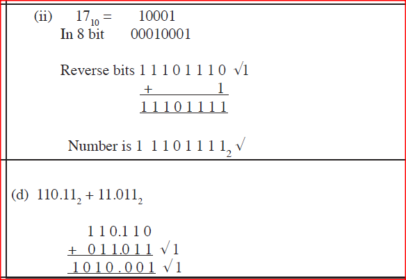 (b) Convert each of the following to the number system indicated: (i) 111.1012 to decimal; (ii) 14.687510 to binary. (c) Convert the number -17 10 into 8-bit: (i) signed magnitude representation; (ii) two’s complement. (d) Perform the arithmetic operation 110.112 + 11.0112 