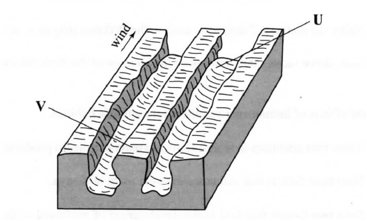 ​The diagram below represents features resulting from wind erosion in a desert. Use it to answer question a(ii).