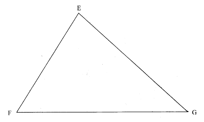 In the triangle EFG shown below, construct a circle that touches the sides of the triangle. What is the radius of the circle, in centimetres?