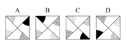The figure below shows a pattern of shapes. Which one of the shapes below should be drawn in the blank box above to continue with the pattern?