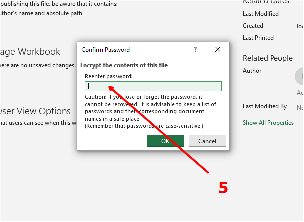 Re-enter the password on the confirm password text box then select 'ok'