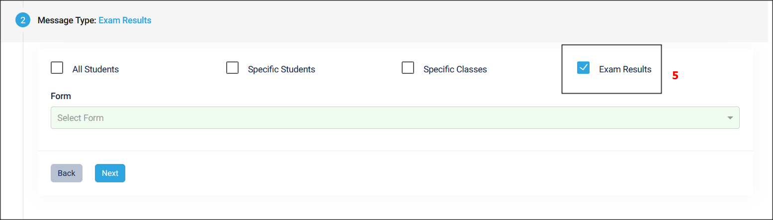 CUSTOMIZE MESSAGE TYPE TO EXAM RESULTS