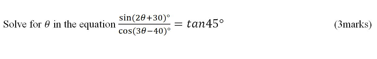 SOLVE FOR Θ IN THE EQUATION