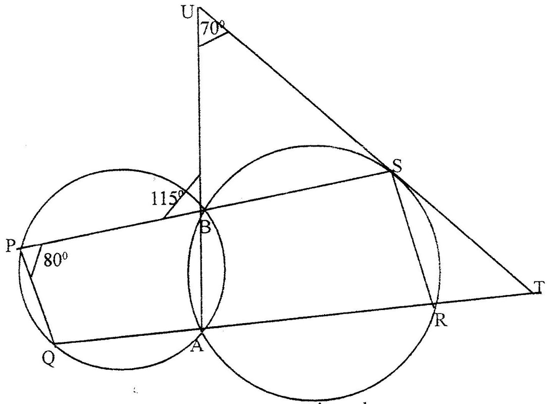 two circle ABPQ and ABSR intersecting at A and B